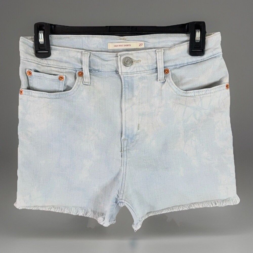 Levi's High Rise Denim Shorts Cut Off Raw Hem Light Wash Size 27 Casual Summer